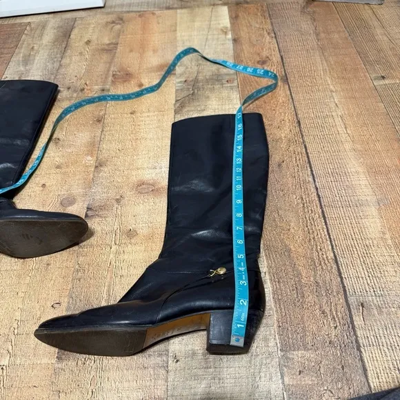 vintage 70s SALVATORE FERRAGAMO black tall leather riding boots 9.5 AA