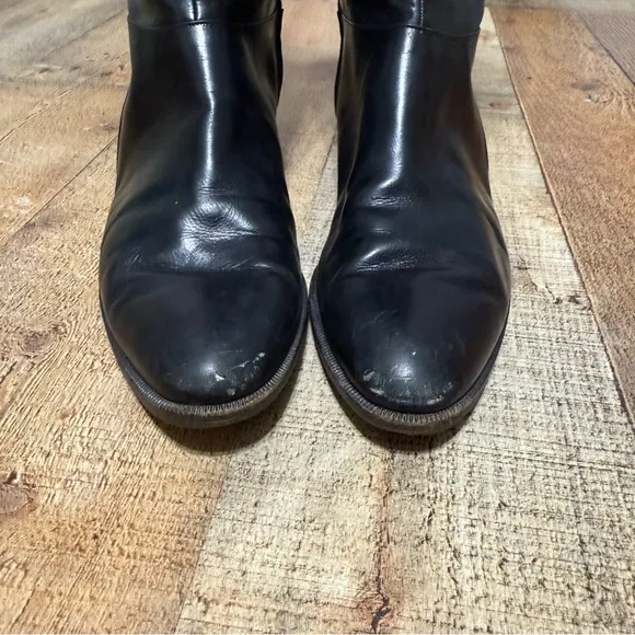 vintage 70s SALVATORE FERRAGAMO black tall leather riding boots 9.5 AA