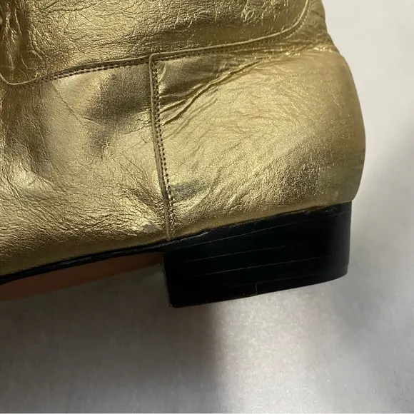 Vintage 80s 90s Steve Fleming Gold boots Western mid Calf slouchy Disco cowgirl