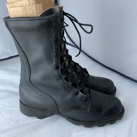 Vintage ‘87 Ro-Search Black Leather Military Issue Combat Boot Men's Size 4.5 R