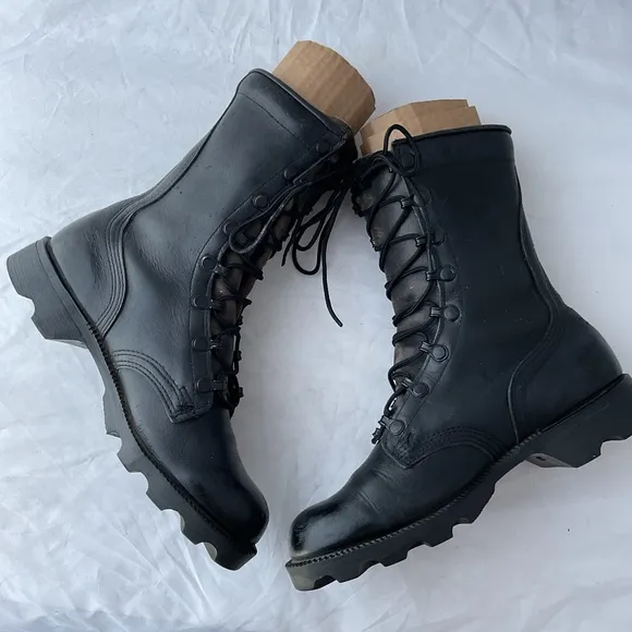 Vintage ‘87 Ro-Search Black Leather Military Issue Combat Boot Men's Size 4.5 R