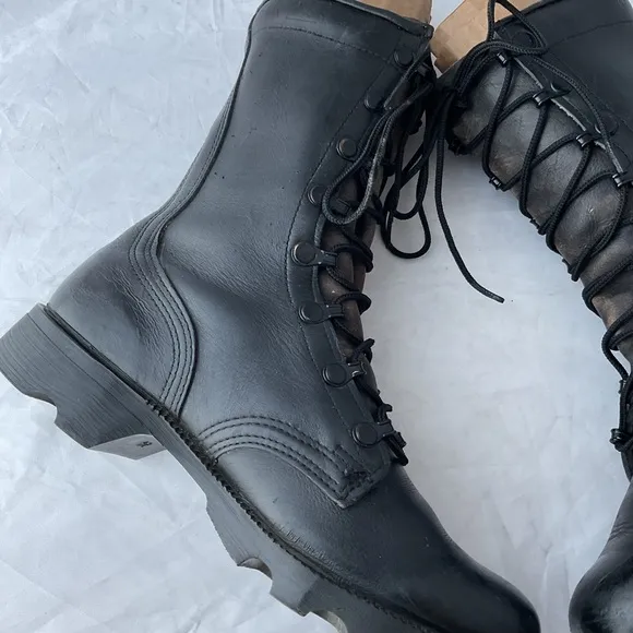 Vintage ‘87 Ro-Search Black Leather Military Issue Combat Boot Men's Size 4.5 R