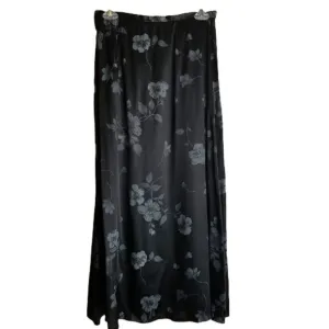 Vintage 90s TR Bentley Black Floral Satin Maxi Skirt Sz 10 Gothic Dark Academia