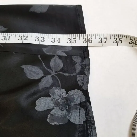 Vintage 90s TR Bentley Black Floral Satin Maxi Skirt Sz 10 Gothic Dark Academia