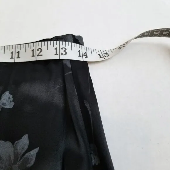 Vintage 90s TR Bentley Black Floral Satin Maxi Skirt Sz 10 Gothic Dark Academia