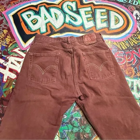 Vintage 90s Levi’s 501 Button-Fly Brown Jeans - Men’s W33 L32  - Made in Mexico