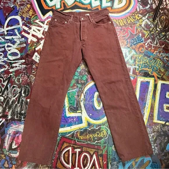 Vintage 90s Levi’s 501 Button-Fly Brown Jeans - Men’s W33 L32  - Made in Mexico