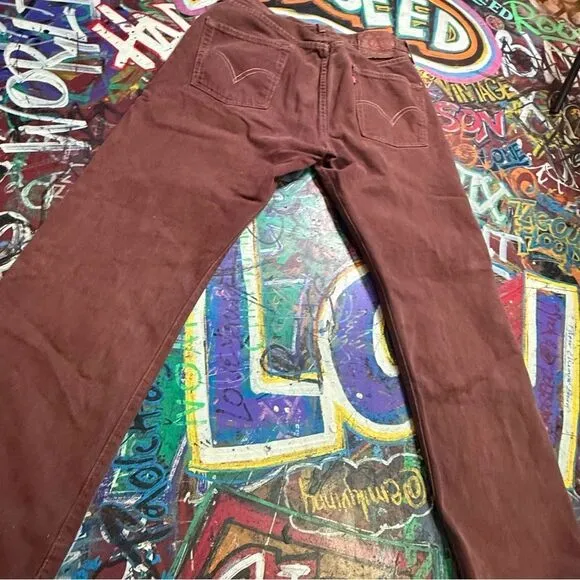 Vintage 90s Levi’s 501 Button-Fly Brown Jeans - Men’s W33 L32  - Made in Mexico
