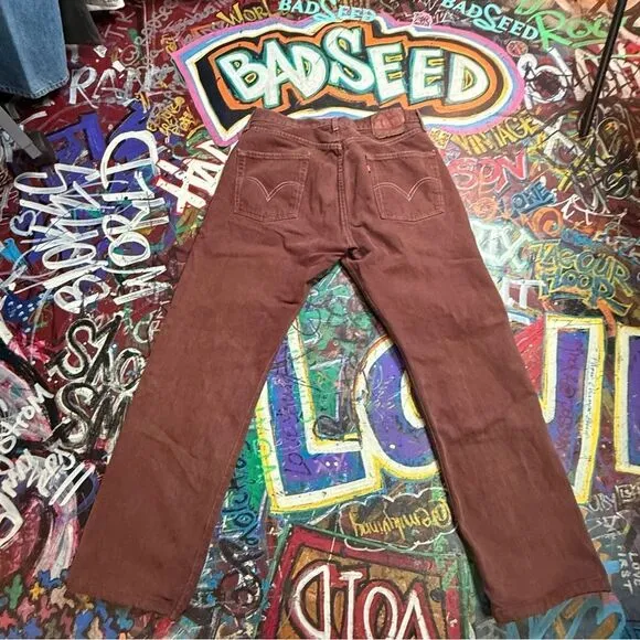 Vintage 90s Levi’s 501 Button-Fly Brown Jeans - Men’s W33 L32  - Made in Mexico