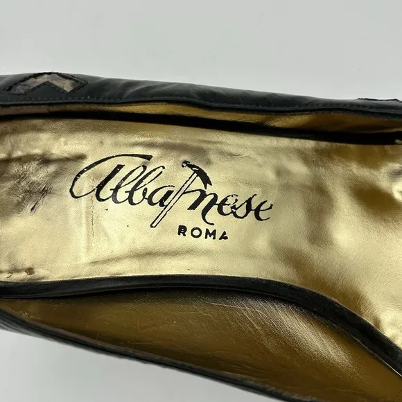 Vintage Albanese‎ Roma Italy Leather Women Flat Snakeskin Shoes Size 9.5  EUR 40