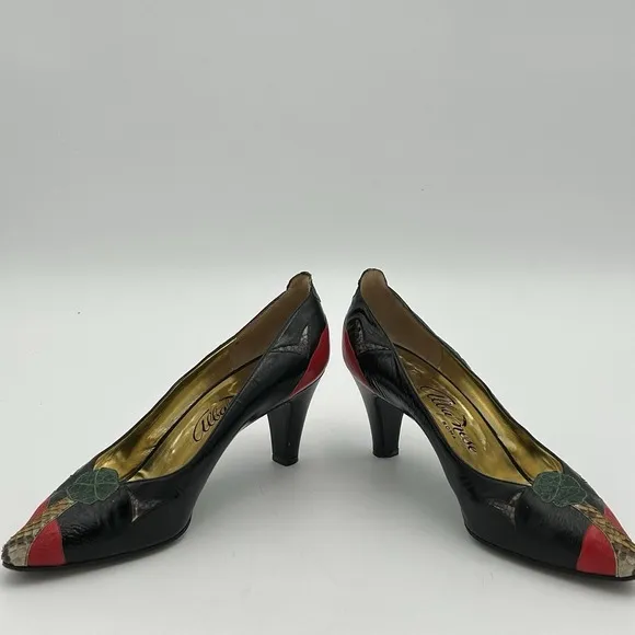 Vintage Albanese‎ Roma Italy Leather Women Flat Snakeskin Shoes Size 9.5  EUR 40