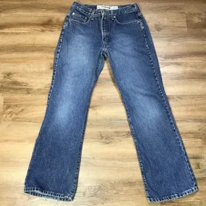 VINTAGE Anchor Blue Jeans Juniors Size 11/32 High Rise Boot Leg Blue Distressed