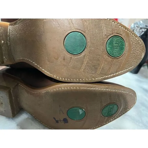 Vintage Double H Boot Ranch Wellington Brown Leather Cowboy Work Boots Sz 10.5