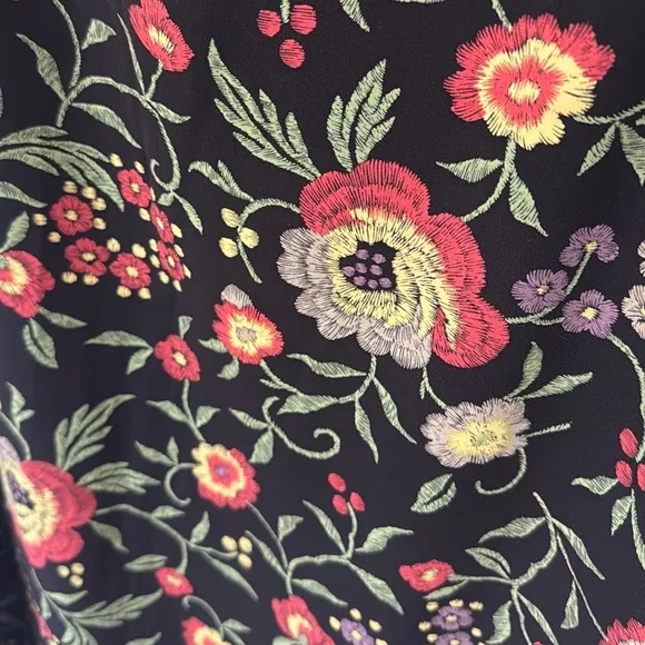 Vintage Floral Sleeveless Sundress - Black and Red Orange Sz 14