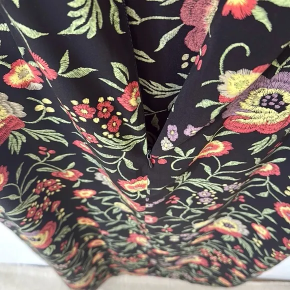 Vintage Floral Sleeveless Sundress - Black and Red Orange Sz 14