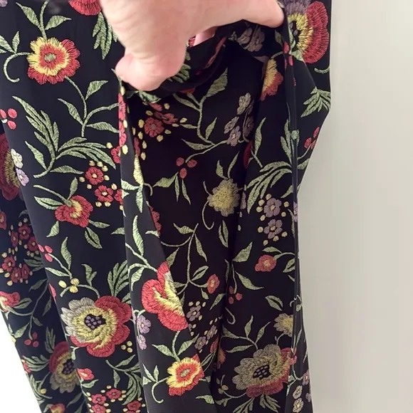 Vintage Floral Sleeveless Sundress - Black and Red Orange Sz 14