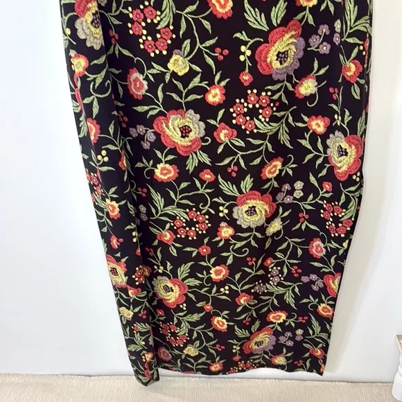 Vintage Floral Sleeveless Sundress - Black and Red Orange Sz 14