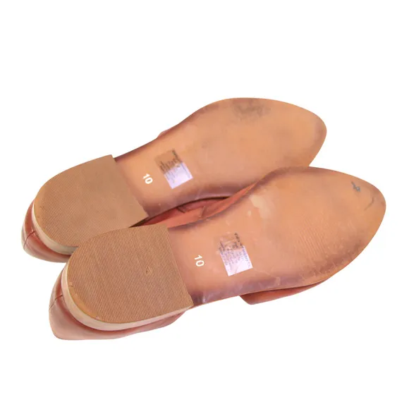 Vintage Foundry Co BROWN GENUINE LEATHER FLAT POINTED SLIP ON BALLET SHOES Sz 10