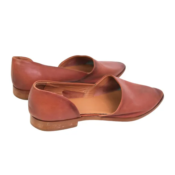 Vintage Foundry Co BROWN GENUINE LEATHER FLAT POINTED SLIP ON BALLET SHOES Sz 10