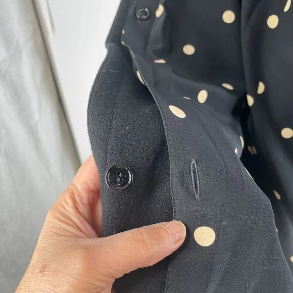 Vintage Gianfranco Ferre Black Wool Jacket Removable Dotted Silk Lining US 6