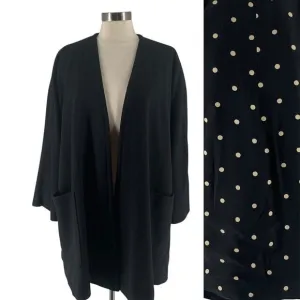 Vintage Gianfranco Ferre Black Wool Jacket Removable Dotted Silk Lining US 6