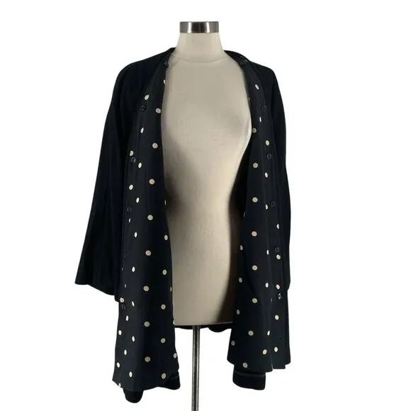 Vintage Gianfranco Ferre Black Wool Jacket Removable Dotted Silk Lining US 6