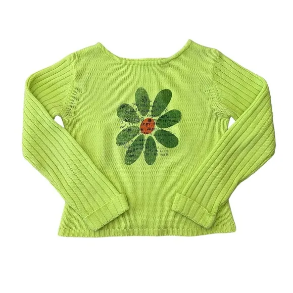 Vintage Green Knit Floral Sweater 💚💐