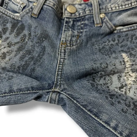 VINTAGE GUESS Scarlet Skinny Leg Bedazzle Y2K Low Rise Hip Hugger Denim Jeans 27