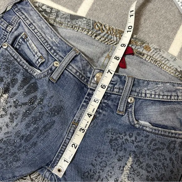 VINTAGE GUESS Scarlet Skinny Leg Bedazzle Y2K Low Rise Hip Hugger Denim Jeans 27
