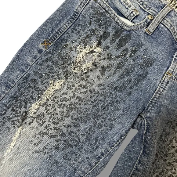 VINTAGE GUESS Scarlet Skinny Leg Bedazzle Y2K Low Rise Hip Hugger Denim Jeans 27