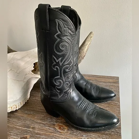 Vintage Justin’s Black Western Cowboy Boots Men’s 7.5 3E / Women’s 9 or 9.5