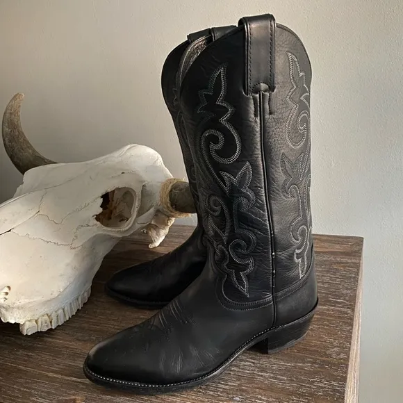 Vintage Justin’s Black Western Cowboy Boots Men’s 7.5 3E / Women’s 9 or 9.5