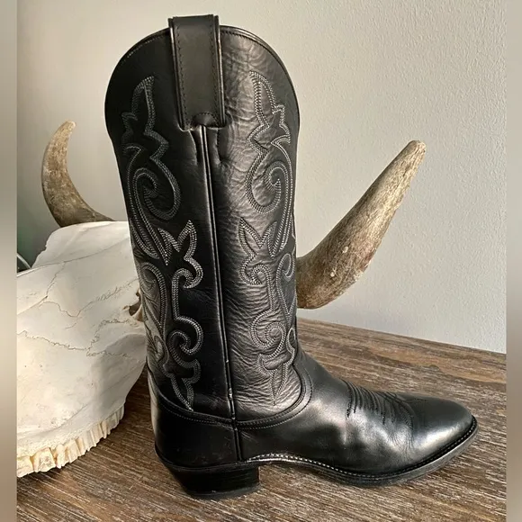 Vintage Justin’s Black Western Cowboy Boots Men’s 7.5 3E / Women’s 9 or 9.5