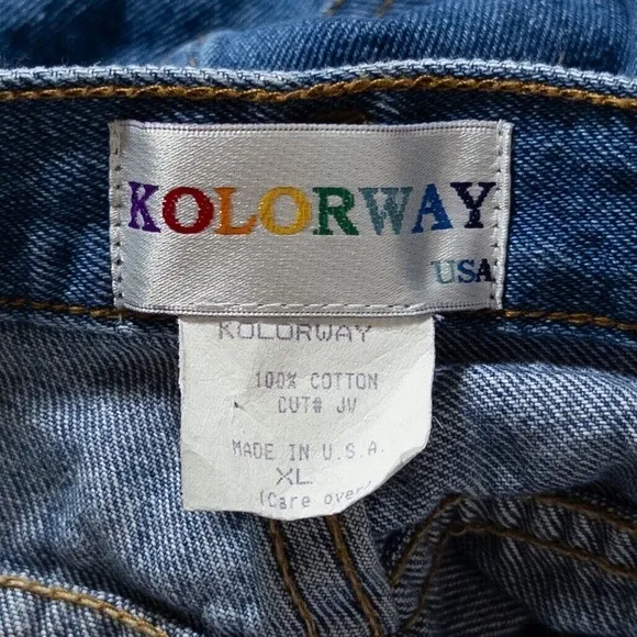 Vintage Kolorway USA Jeans Womens XL Hand Painted Western Boots Cowgirl Bling