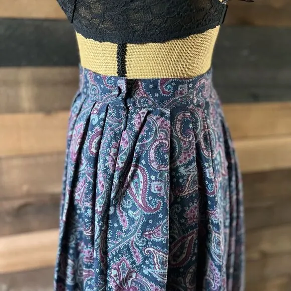Vintage Laura Ashley Wool Blend Paislry Floral Midi Skirt