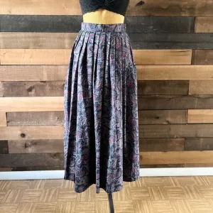 Vintage Laura Ashley Wool Blend Paislry Floral Midi Skirt