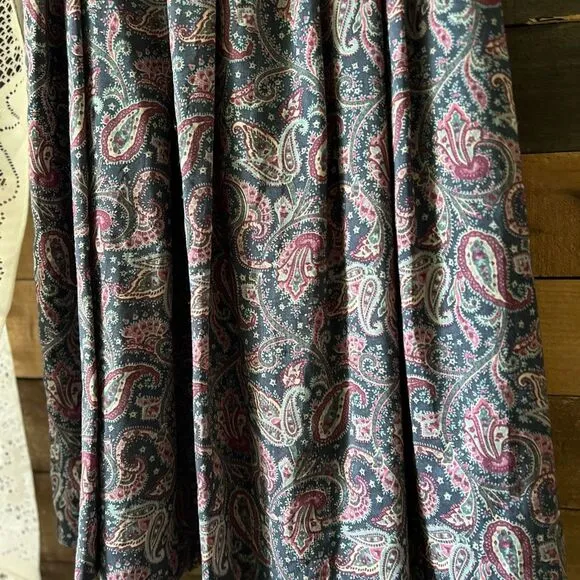 Vintage Laura Ashley Wool Blend Paislry Floral Midi Skirt