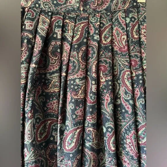 Vintage Laura Ashley Wool Blend Paislry Floral Midi Skirt