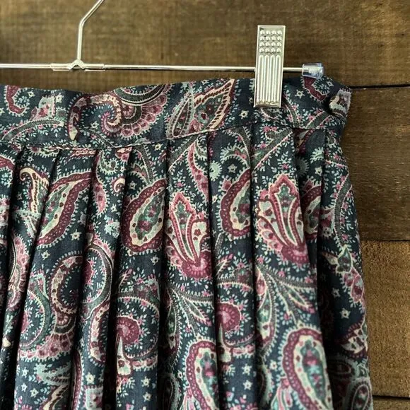 Vintage Laura Ashley Wool Blend Paislry Floral Midi Skirt