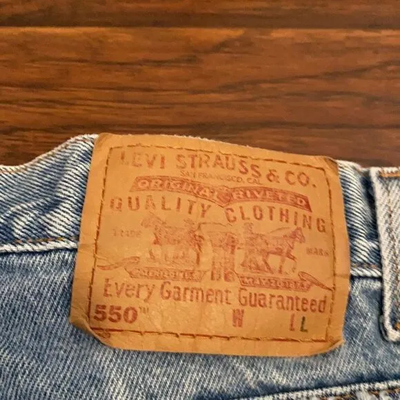Vintage Levi’s Blue Denim Distressed Man Made Cutoff Raw Hem Shorts Casual
