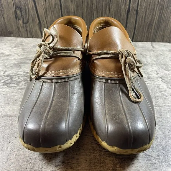 VINTAGE LL Bean Maine Hunting Shoes Mens 9 Low Boots Slip On Brown USA Made
