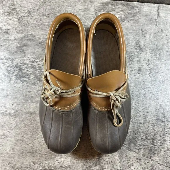 VINTAGE LL Bean Maine Hunting Shoes Mens 9 Low Boots Slip On Brown USA Made