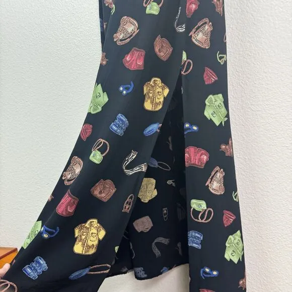 Vintage Loco Lindo Sleeveless Maxi Dress Vacation Tourist Novelty Print Black S