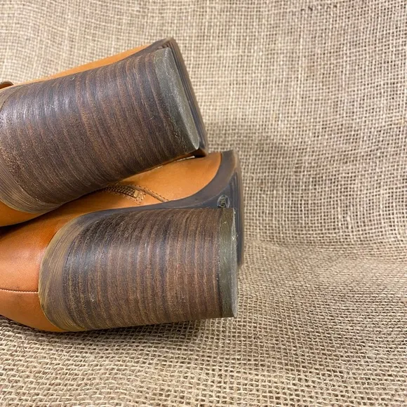 Vintage Lucky brand booties boots zip up buckle tan leather sz  9M
