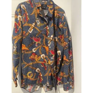 Vintage Men's Daniel Hechter Wild West AOP Button‎ Down Sz XL Cowboy Horse Boots
