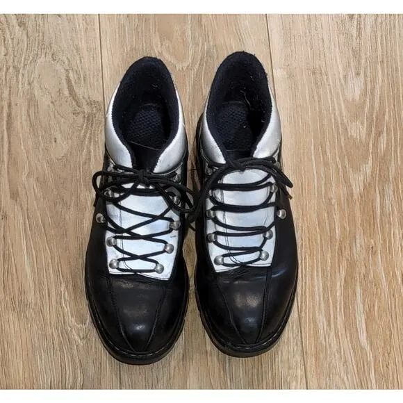 Vintage Paraboot Parachoc Boots Rugged Men's Lace Up Sz 9 41/42 Black Silver