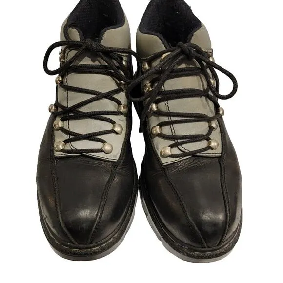 Vintage Paraboot Parachoc Boots Rugged Men's Lace Up Sz 9 41/42 Black Silver