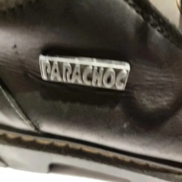 Vintage Paraboot Parachoc Boots Rugged Men's Lace Up Sz 9 41/42 Black Silver