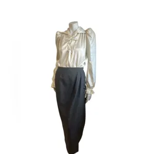 Vintage Ports International 100%  gray wool midi skirt