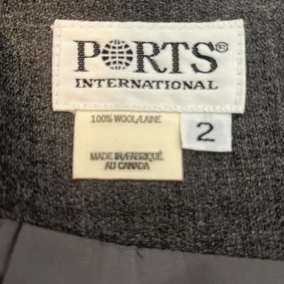Vintage Ports International 100%  gray wool midi skirt